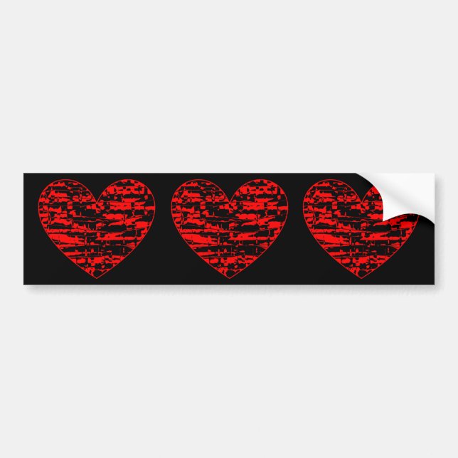 Abstract Crackle Hearts Bumper Sticker (Front)