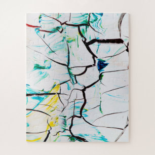 Abstract Cracks in Green Yellow Blue Jigsaw Puzzle
