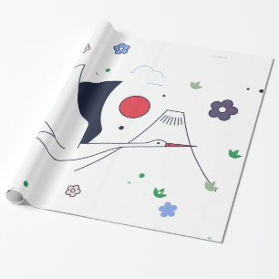 Abstract Crane Bird illustration Wrapping Paper