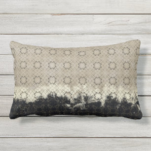 Abstract Cream, Grey, Bronze Vintage Pattern Lumbar Pillow