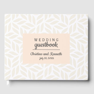 Abstract cream leaves Wedding Personalized Flower Guest Book