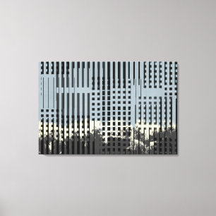 Abstract Cream, Teal, & Black Stripe Pattern Canvas Print