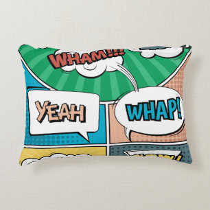 Abstract creative concept comic pop art style blan accent pillow