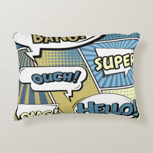 Abstract creative concept comic pop art style blan accent pillow