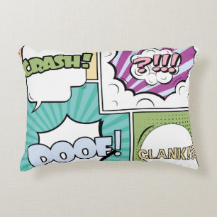 Abstract creative concept comic pop art style blan accent pillow