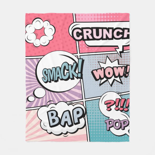 Abstract creative concept comic pop art style blan fleece blanket (Front)