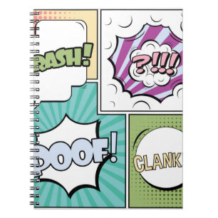 Abstract creative concept comic pop art style blan notebook