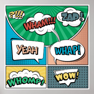 Abstract creative concept comic pop art style blan poster
