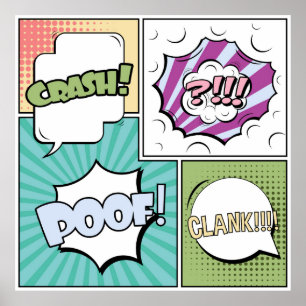 Abstract creative concept comic pop art style blan poster