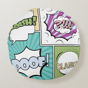 Abstract creative concept comic pop art style blan round pillow