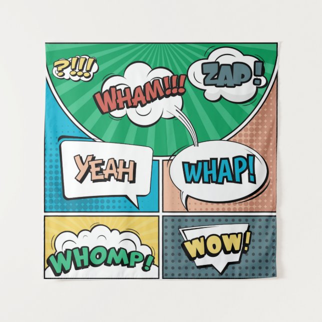 Abstract creative concept comic pop art style blan tapestry (Front)