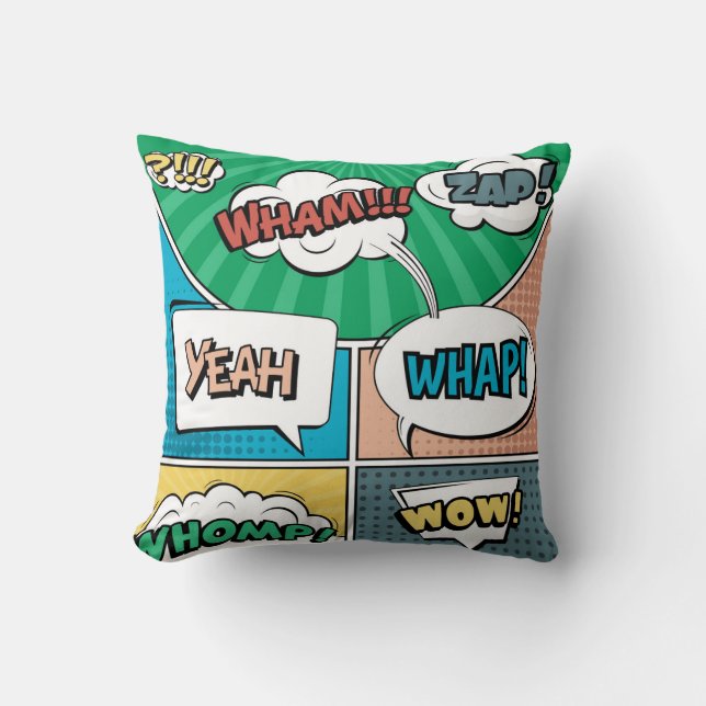 Abstract creative concept comic pop art style blan throw pillow (Front)