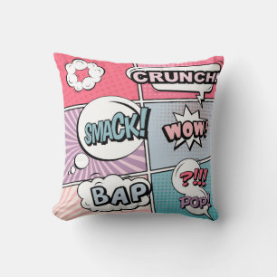 Abstract creative concept comic pop art style blan throw pillow