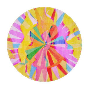 Abstract creative drawing, colourful background. cutting board