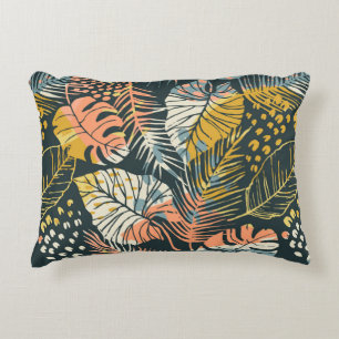Abstract creative seamless pattern with tropical p accent pillow