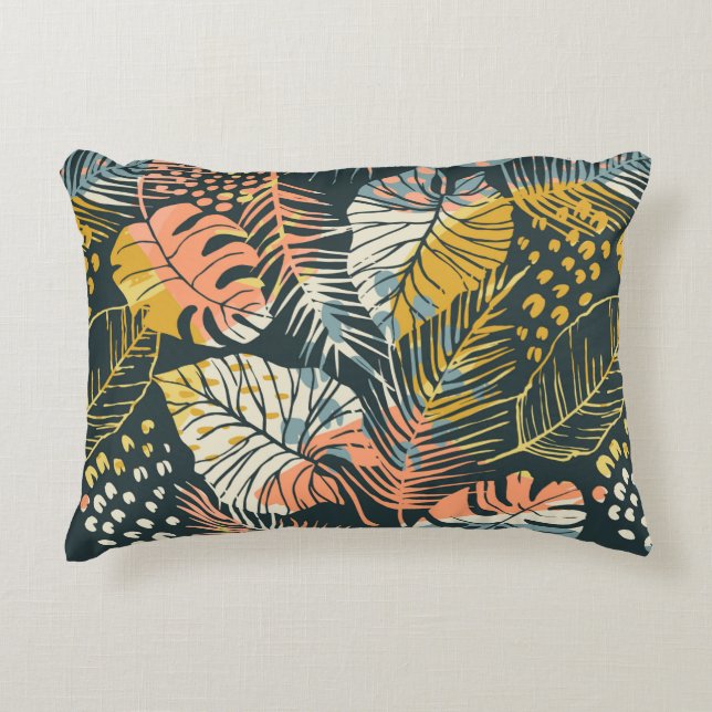 Abstract creative seamless pattern with tropical p accent pillow (Front)