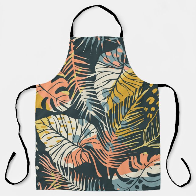 Abstract creative seamless pattern with tropical p apron (Front)