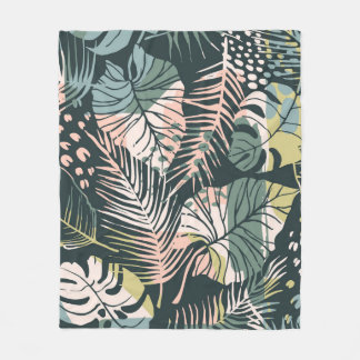 Abstract creative seamless pattern with tropical p fleece blanket