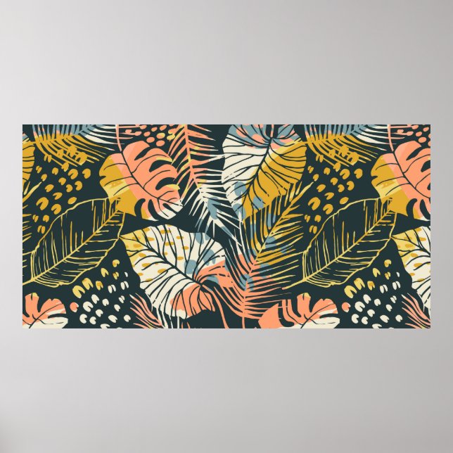 Abstract creative seamless pattern with tropical p poster (Front)