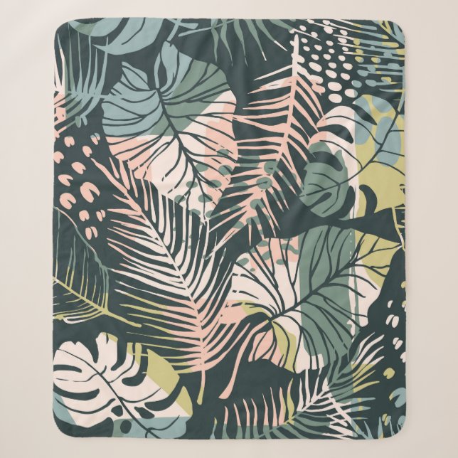 Abstract creative seamless pattern with tropical p sherpa blanket (Front)