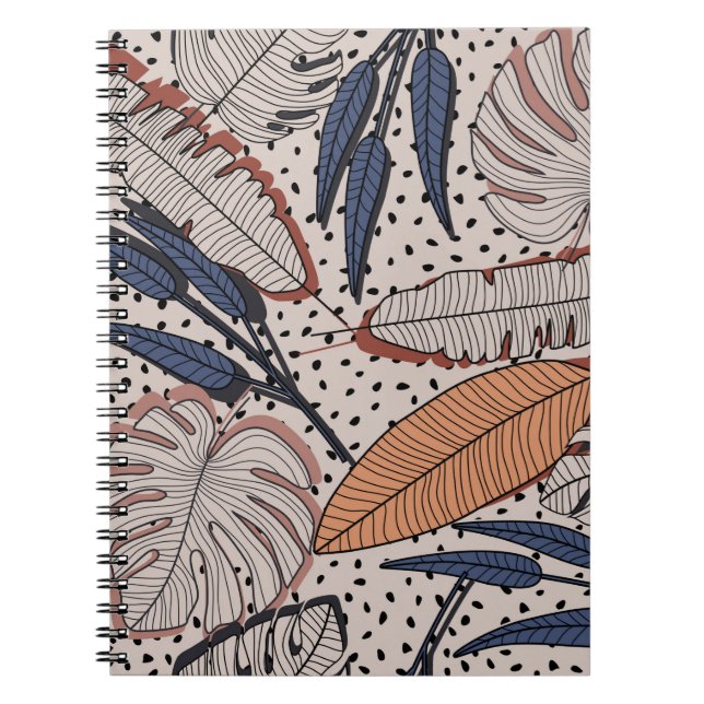 Abstract creative tropical seamless pattern on bac notebook (Front)