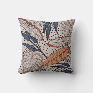 Abstract creative tropical seamless pattern on bac throw pillow