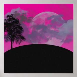 Abstract Crimson Moon Canvas Print