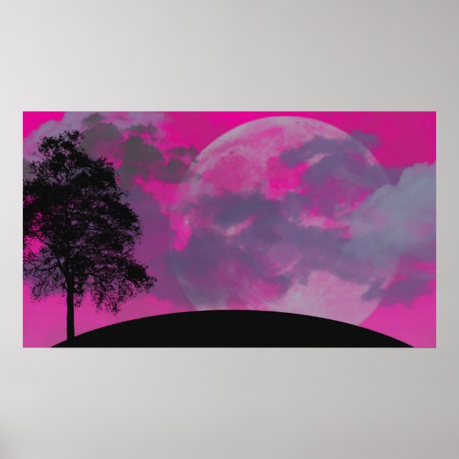 Abstract Crimson Moon Poster (Front)