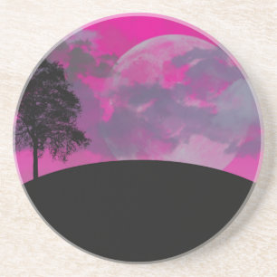 Abstract Crimson Moon Sandstone Coaster