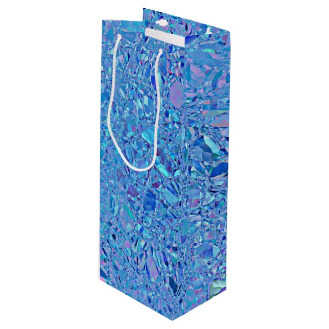 Abstract Crystal Turquoise and Blue Wine Gift Bag (Front Angled)