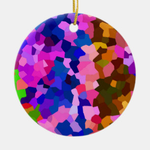 Abstract Crystalline Vibrant Mosaic Pattern Ceramic Ornament