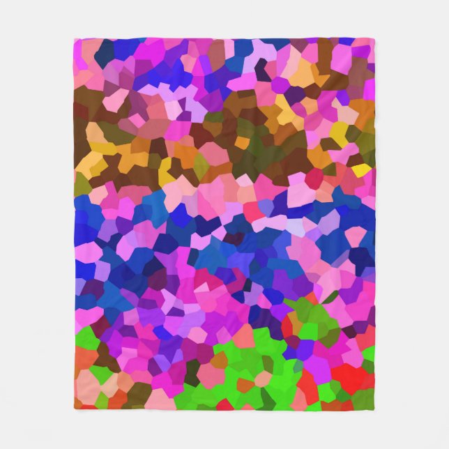 Abstract Crystalline Vibrant Mosaic Pattern Fleece Blanket (Front)