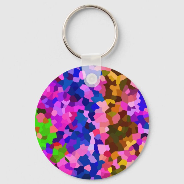 Abstract Crystalline Vibrant Mosaic Pattern Keychain (Front)