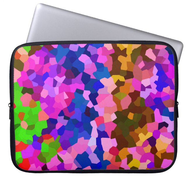 Abstract Crystalline Vibrant Mosaic Pattern Laptop Sleeve (Front)