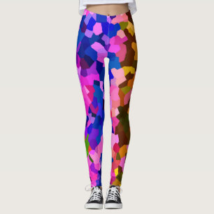Abstract Crystalline Vibrant Mosaic Pattern Leggings