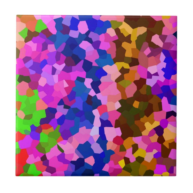 Abstract Crystalline Vibrant Mosaic Pattern Tile (Front)