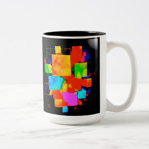 Abstract Cubes - altered random colourful digital Two-Tone Coffee Mug