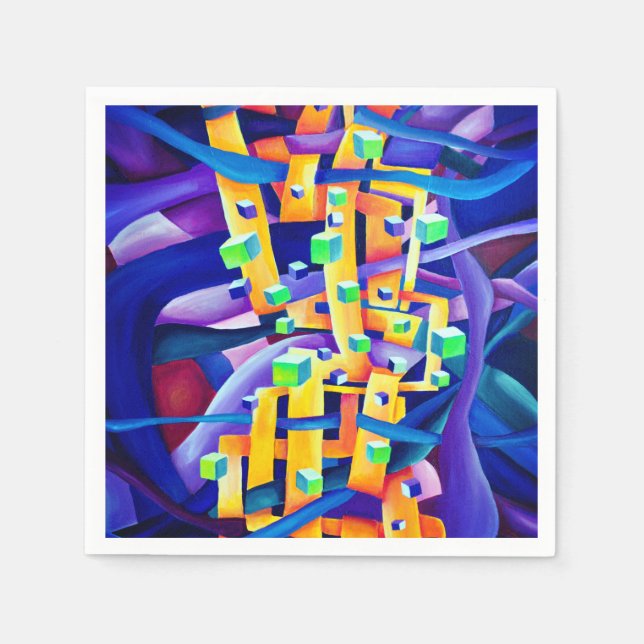 Abstract cubes purple napkin (Front)
