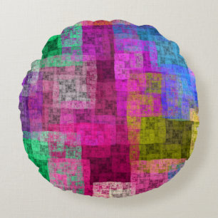Abstract cubes round pillow