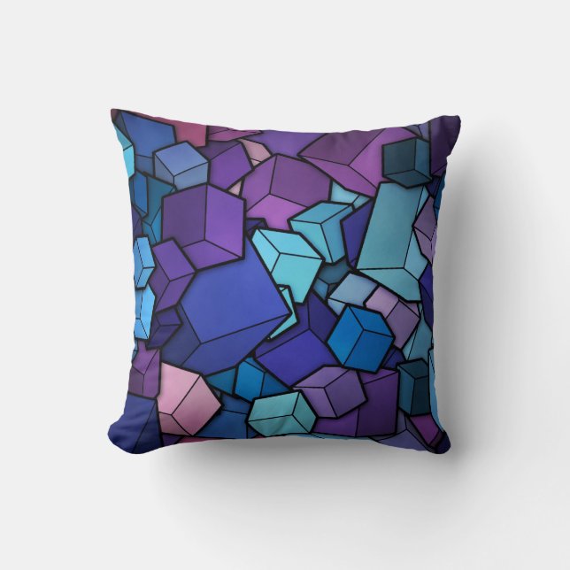 Abstract Cubes Throw Pillow (Front)