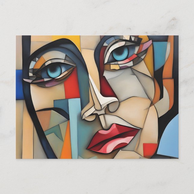 Abstract Cubism Female Face Postcard (Front)
