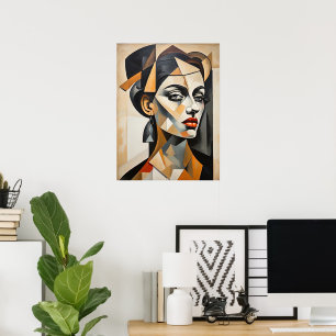 Abstract Cubism Portrait Picasso Inspired Female  Poster