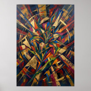 Abstract Cubist Burst Colorful Art Poster