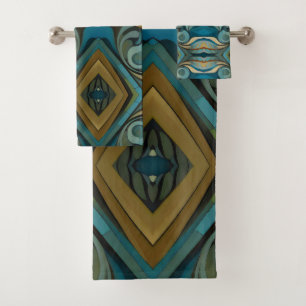 Abstract Cubist Inspired Art Deco 9 Bath Towel Set
