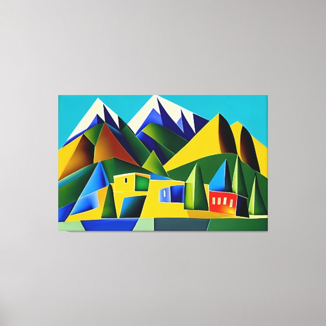 Abstract Cubist Mountains Canvas Print (Front)