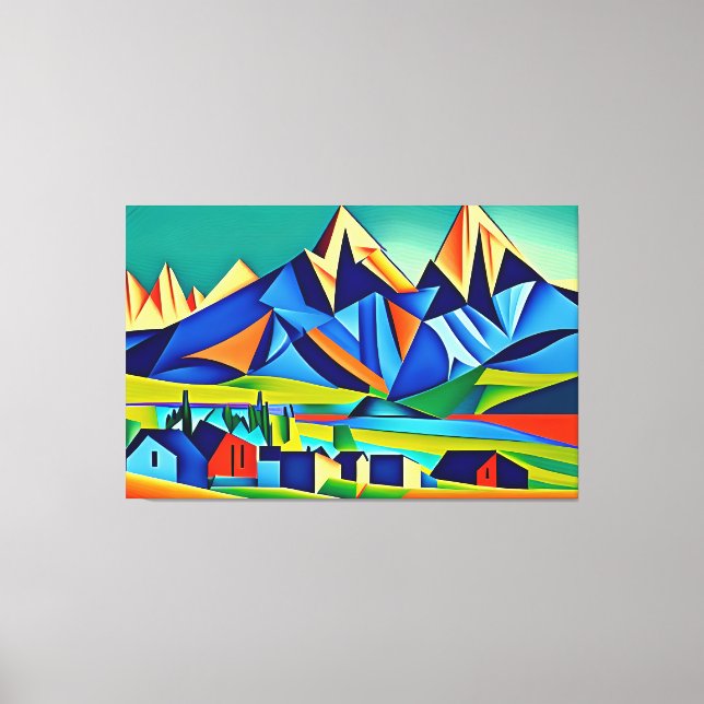 Abstract Cubist Mountains Canvas Print (Front)