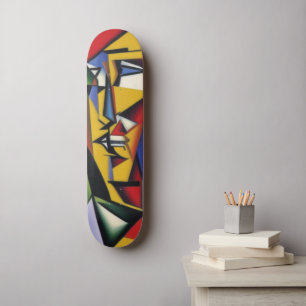 Abstract Cubist Portrait Skateboard