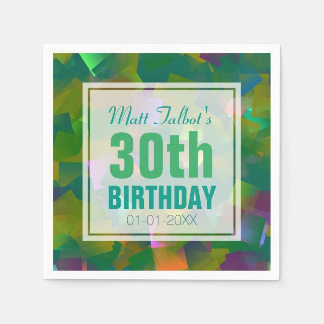 Abstract Cubist Shapes 30th Birthday Paper Napkins (Front)