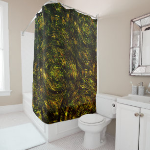 Abstract curved bands in golden green and darkest