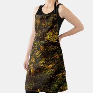 Abstract curved bands in golden green and darkest apron